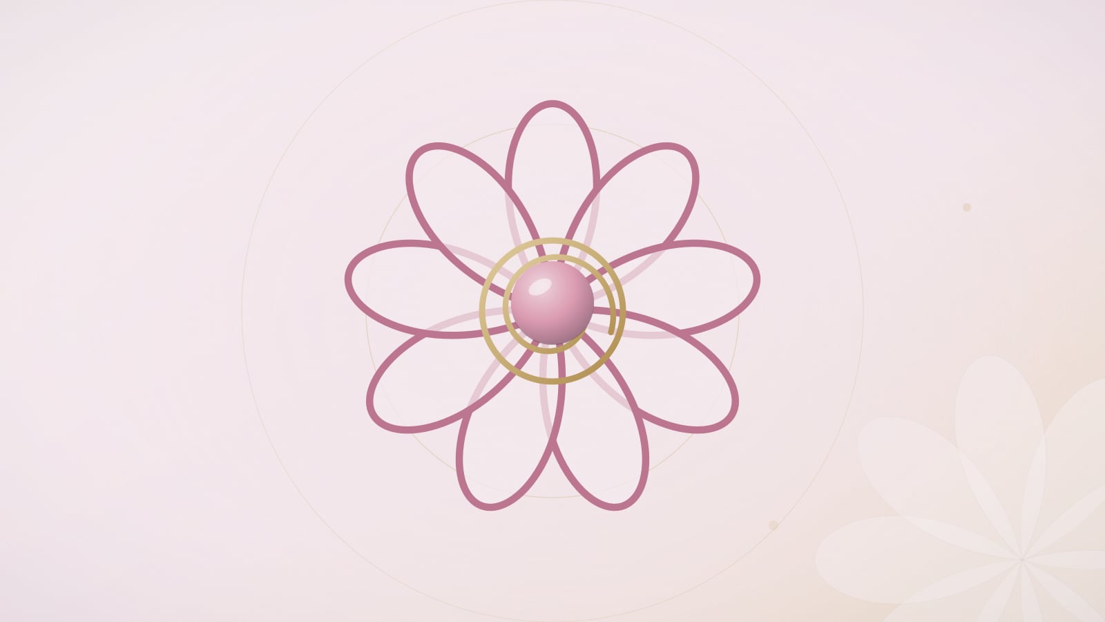 De roze bloem, met rozenkwarts in het hart.